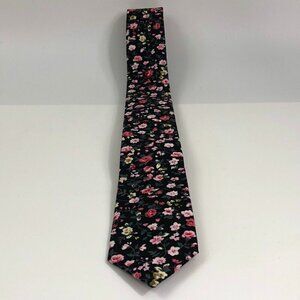 Parquet Floral Pink And Black Neck Tie